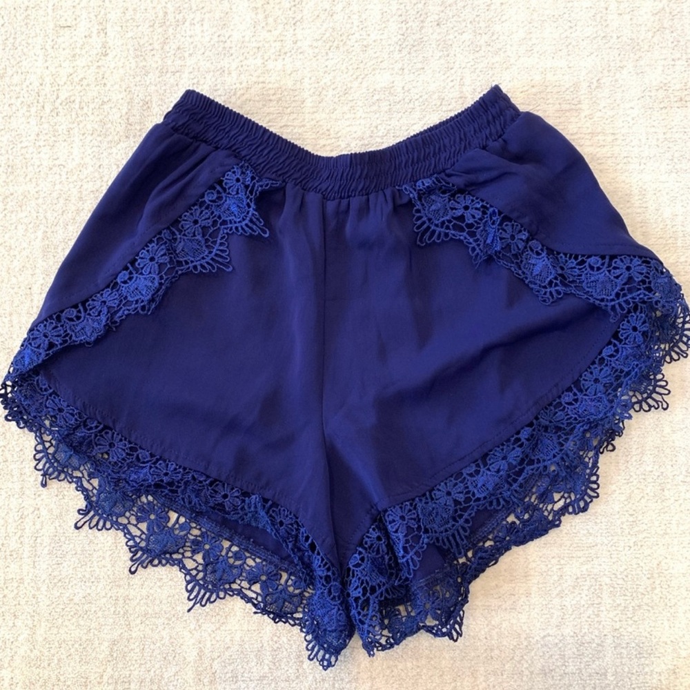 Tobi Blue Lace Trim Sexy Short Shorts Sz S